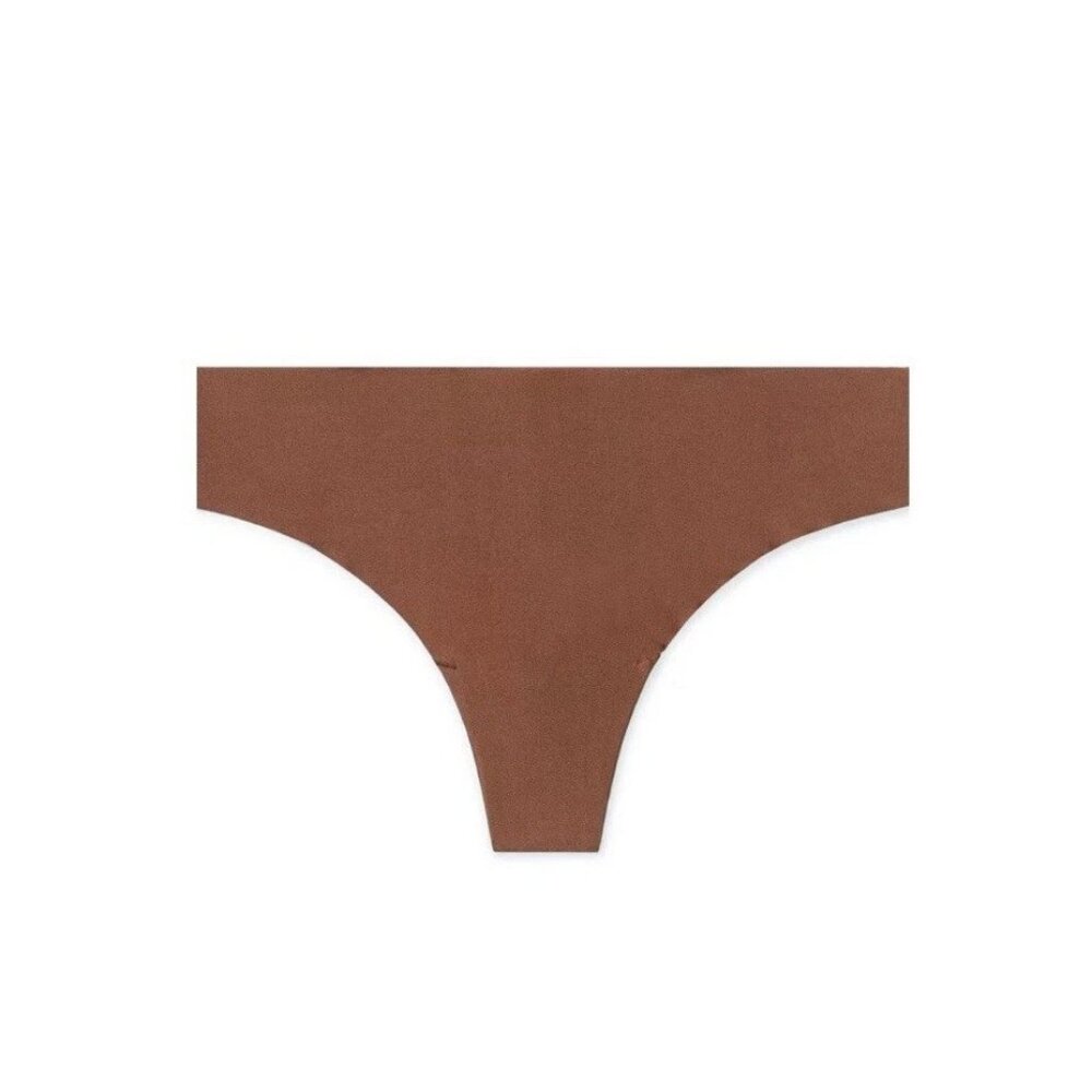 Adore Me Panty Sz L Leto‎ Brown Thong Raw Cut Invisible Seamless